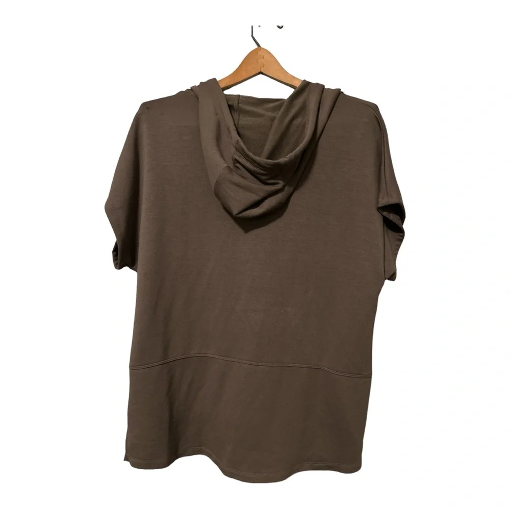 Calvin Klein Women's Hoodie Sweatshirt Short Sleeve Olive Green Pullover M‎